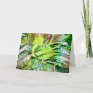 Vackert Artsy Lily Flower i Grönt Art Note Card Kort