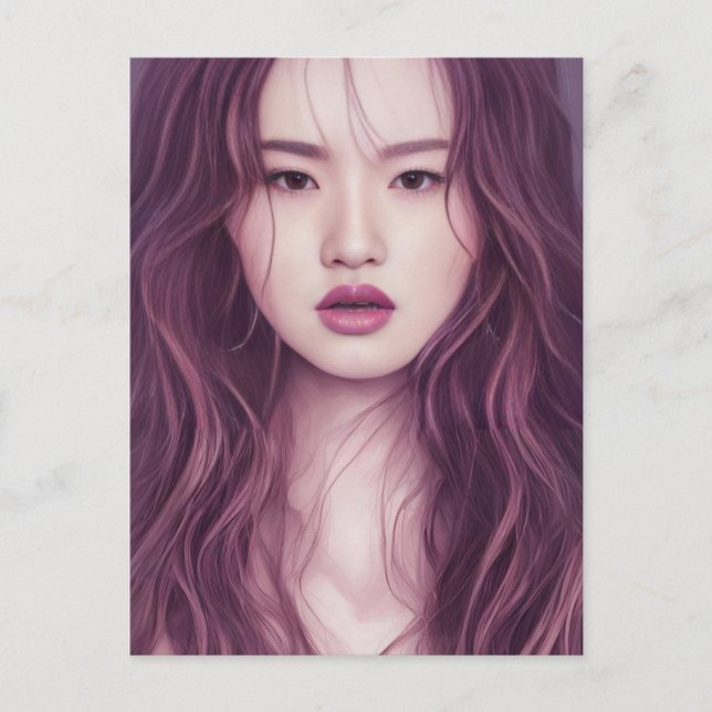 Vackert asiatiskt vykort för kvinnor (Framsida)