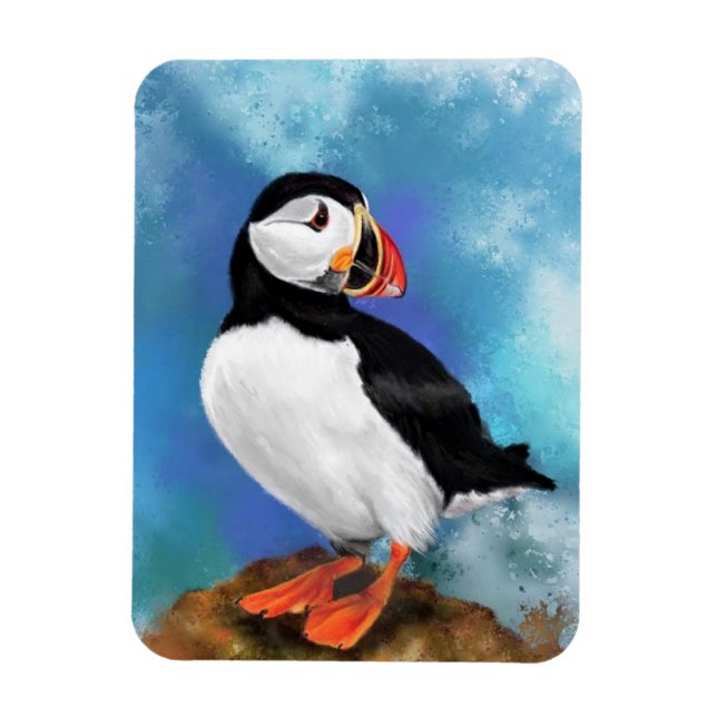Vackert Atlantic Puffin Bird Magnet - Målning (Vertikal)