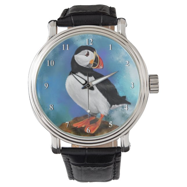 Vackert Atlantic Puffin Bird Watch - Målning Armbandsur (Framsida)