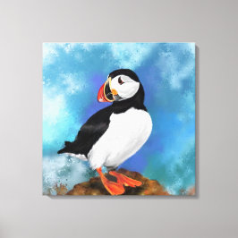 Vackert atlantisk puffin Bird Painting Miged Canvastryck
