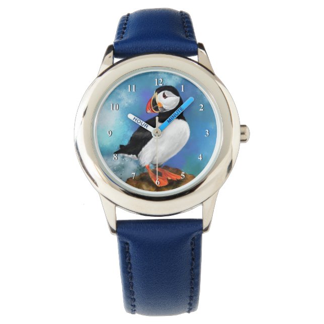 Vackert atlantisk puffin Bird Painting Watch Armbandsur (Framsida)