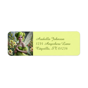 Vackert August Fairy in Gladioli Returadress Etikett