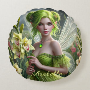 Vackert August Fairy in Gladioli Rund Kudde