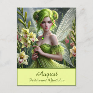 Vackert August Fairy in Gladioli Vykort