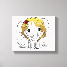 Vackert baby-elefant med gult hår canvastryck