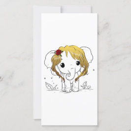 Vackert baby-elefant med gult hår tack kort