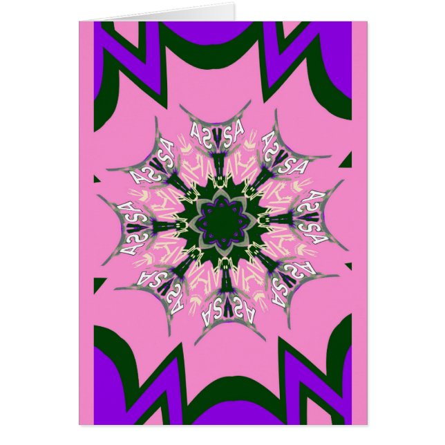 Vackert baby rosa lila skade motif monogram de hälsningskort (Framsidan)