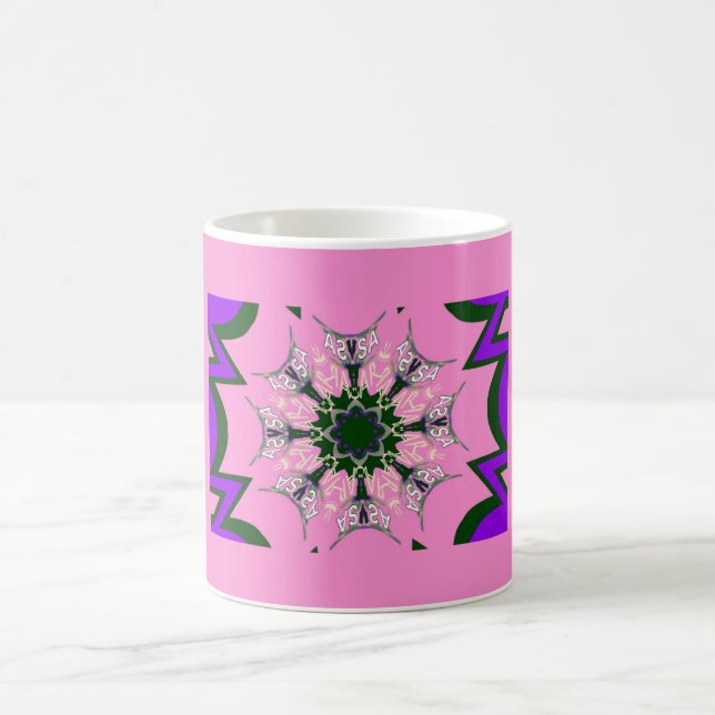 Vackert baby rosa lila skade motif monogram de kaffemugg (Center)