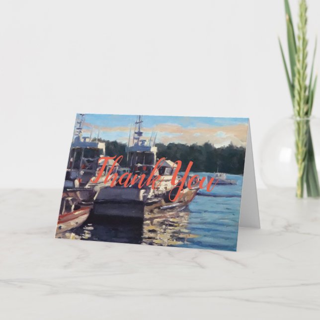 Vackert Bass Harbour Maine Fishing Boat Scene Tack Kort (Framsida)