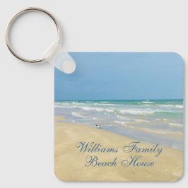 Vackert Beach House - Anpassat namn Kustfoto Nyckelring