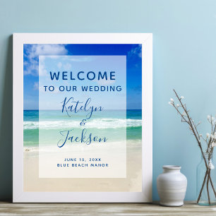 Vackert Beach Välkommen till vår Bröllop Poster