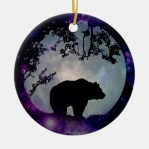 Vackert Bear och Galaxy Wildlife Julafton Orament Julgransprydnad Keramik