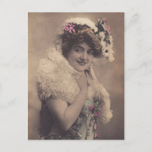 Vackert Belle Epoque Star Woman-vykort för vintage Vykort