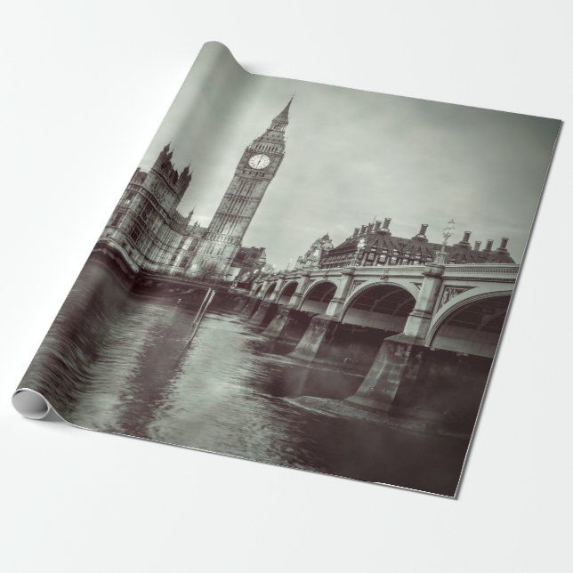 Vackert Big Ben House London Presentpapper (Utrullad)