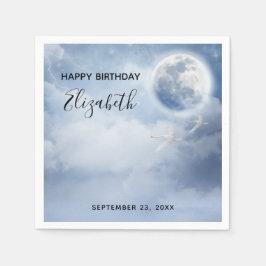 Vackert Blå himmel med flygande Svanar födelsedag Pappersservett