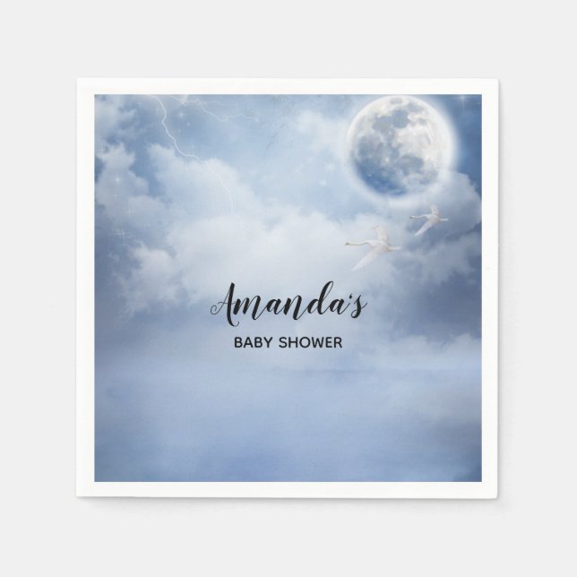 Vackert Blå himmel med flygande Svanar Pappersservett (Framsidan)