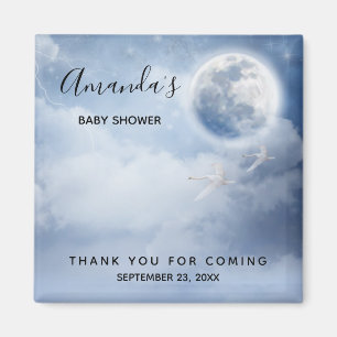 Vackert Blå himmel med flytande Svanar babyskor Magnet