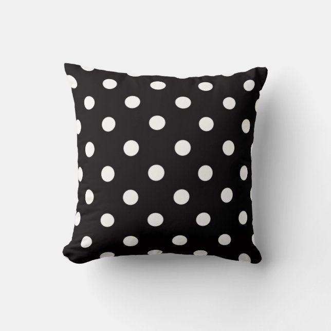 Vackert Black and White Polka dots Kudde (Framsida)