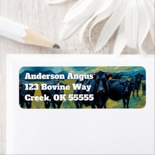 Vackert Black Angus Cattle Returadress Etikett