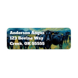Vackert Black Angus Cattle Returadress Etikett