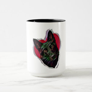 Vackert Black German Shepherd PopArt Mugg