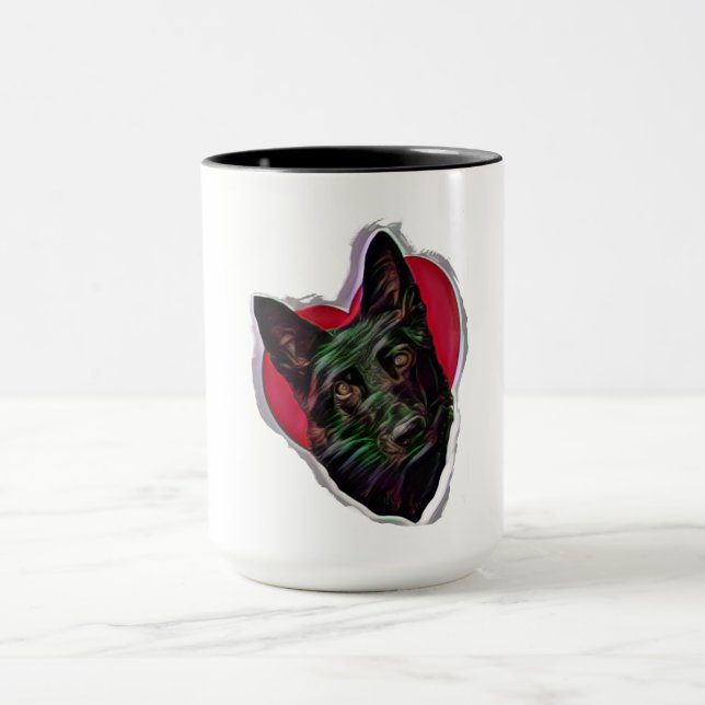Vackert Black German Shepherd PopArt Mugg (Center)