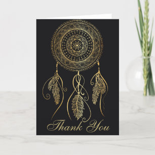 Vackert Black Guld Dream Catcher Mandala Tack Kort