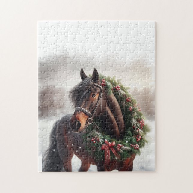 Vackert Black Horse med andedräkt Pussel (Vertikal)