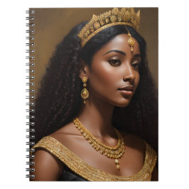 Vackert Black Queen Wearing Guld Krona Anteckningsbok