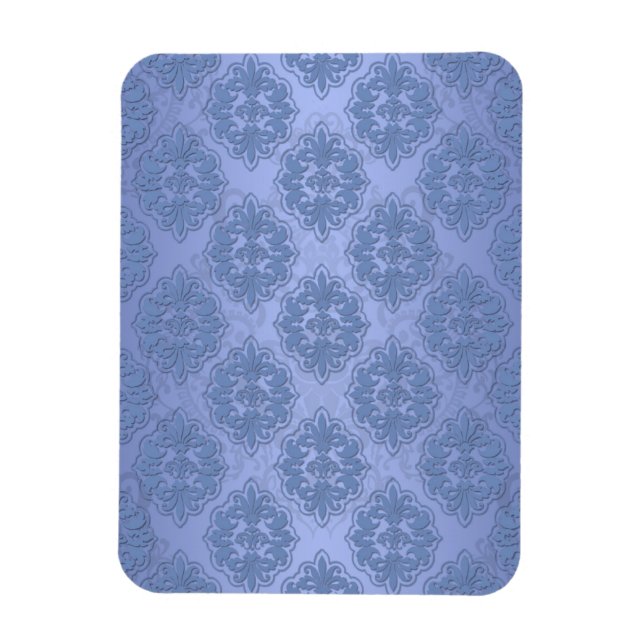 Vackert Blått Damask Magnet (Vertikal)