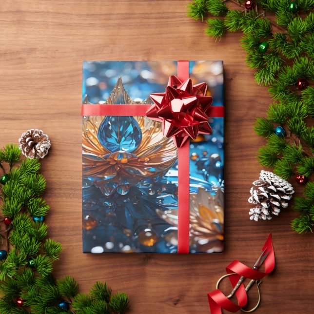 Vackert blått och vitt kristallglas presentpapper (Julgåva)