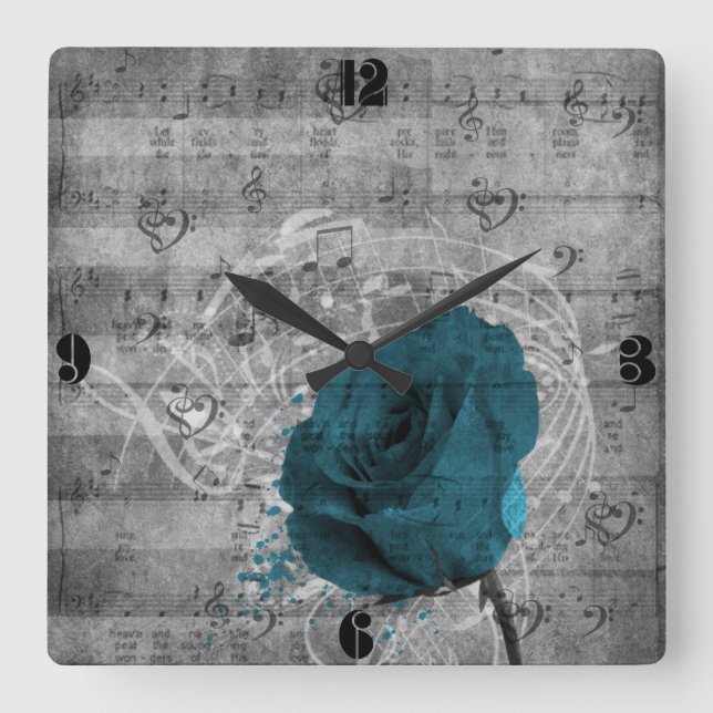 Vackert blått ro-färgstänk fyrkantig klocka (Framsida)