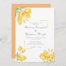 Vackert blommande Gult Tulip Bröllopsinbjudan
