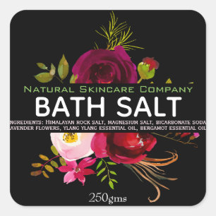 Vackert Blommigt Bath Salt Fyrkantigt Klistermärke