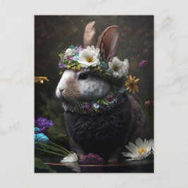 Vackert Blommigt Rabbit Postcard Vykort
