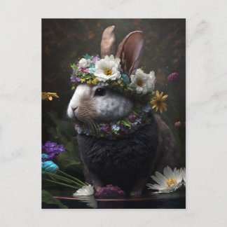Vackert Blommigt Rabbit Postcard Vykort