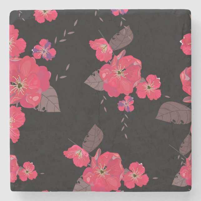 Vackert Blommigt Sketch Stone Underlägg (Framsidan)