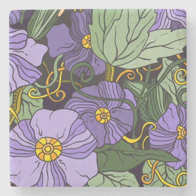 Vackert Blommigt Sketch Stone Underlägg (Framsidan)