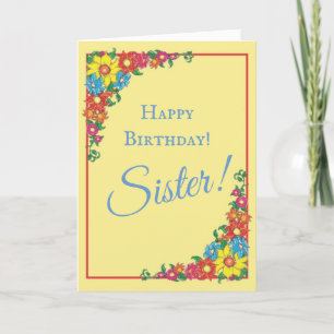 Vackert Blommigt Syster Birthday Card Kort