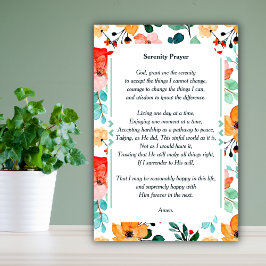 Vackert Blommigt Watercolor the Serenity Prayer Poster