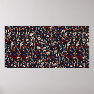 Vackert Blommönster för vintage i många slag Poster