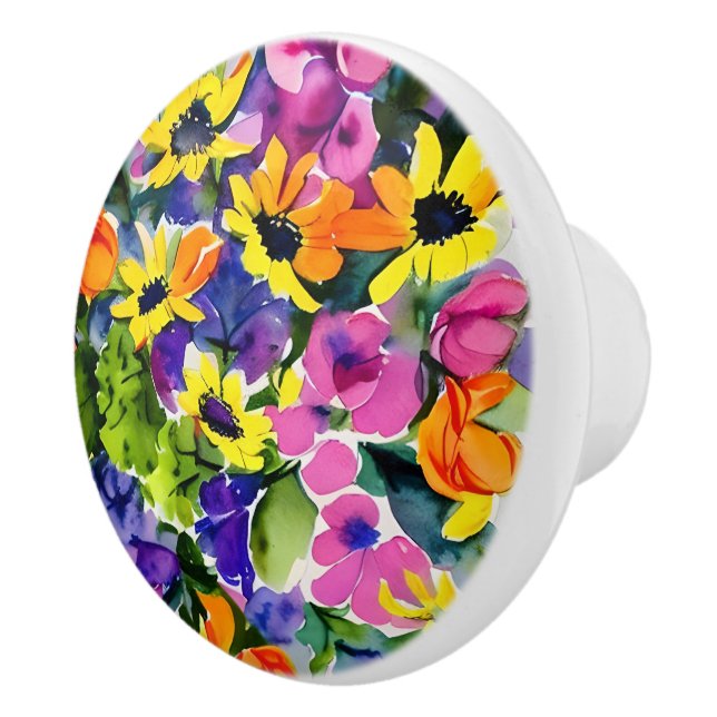 Vackert blommönster, god gult och rosa. knopp (Höger)