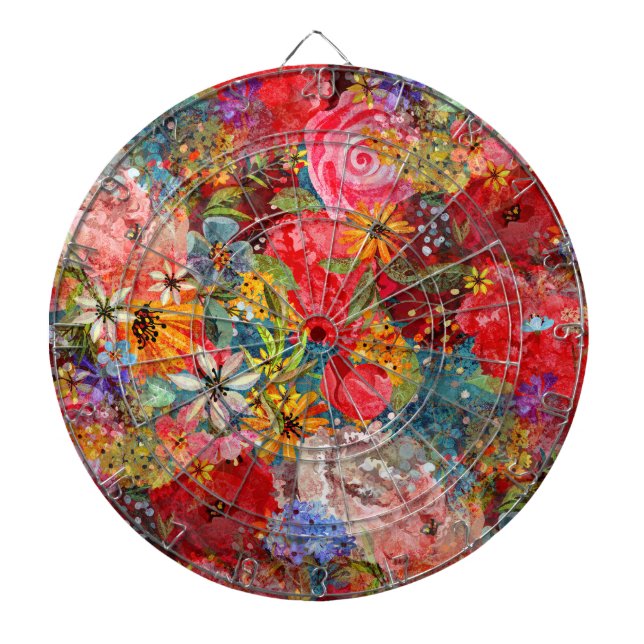 Vackert Blommönster med ljusfärgstark Abstrakt Darttavla (Framsidan)