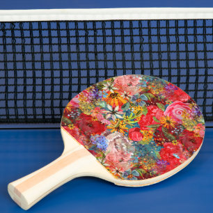 Vackert Blommönster med ljusfärgstark Abstrakt Pingisracket