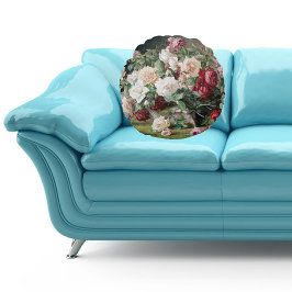 Vackert Blommönster med Ro och Foliage Rund Kudde