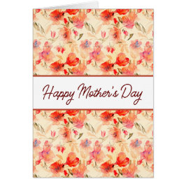 Vackert Blommönster Mors dag-kort för Orange Hälsningskort