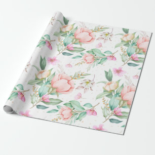 Vackert Blommönster som sveper Papprare Presentpapper