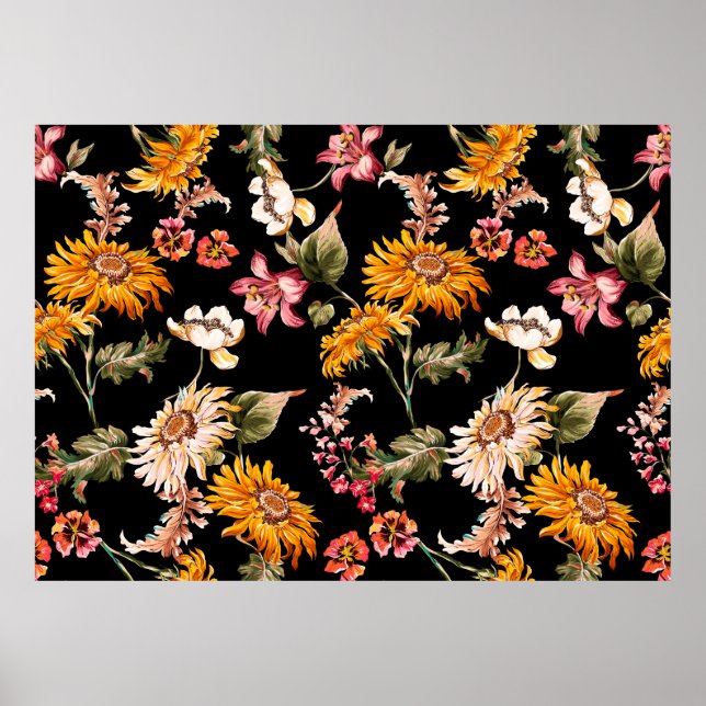 Vackert blommönster sömlöst. Tygstruktur Poster (Framsidan)