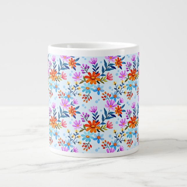Vackert blommor blad mönster-6587 jumbo mugg (Framsidan)